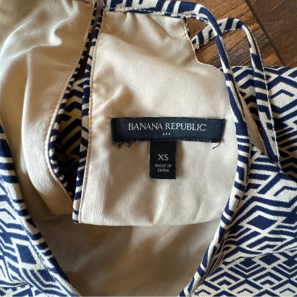 Banana Republic Navy & Cream Geometric Halter Dress XS Lined - Picture 2 of 4